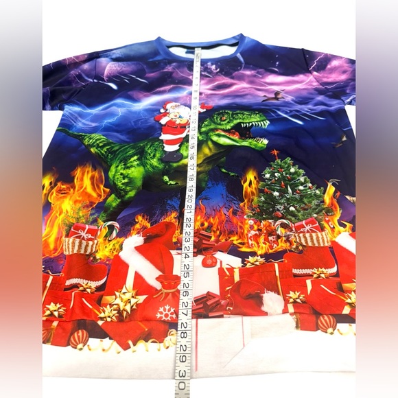 Christmas Sweatshirt Santa Riding a Dinosaur Size XXL Unisex - Picture 4 of 7